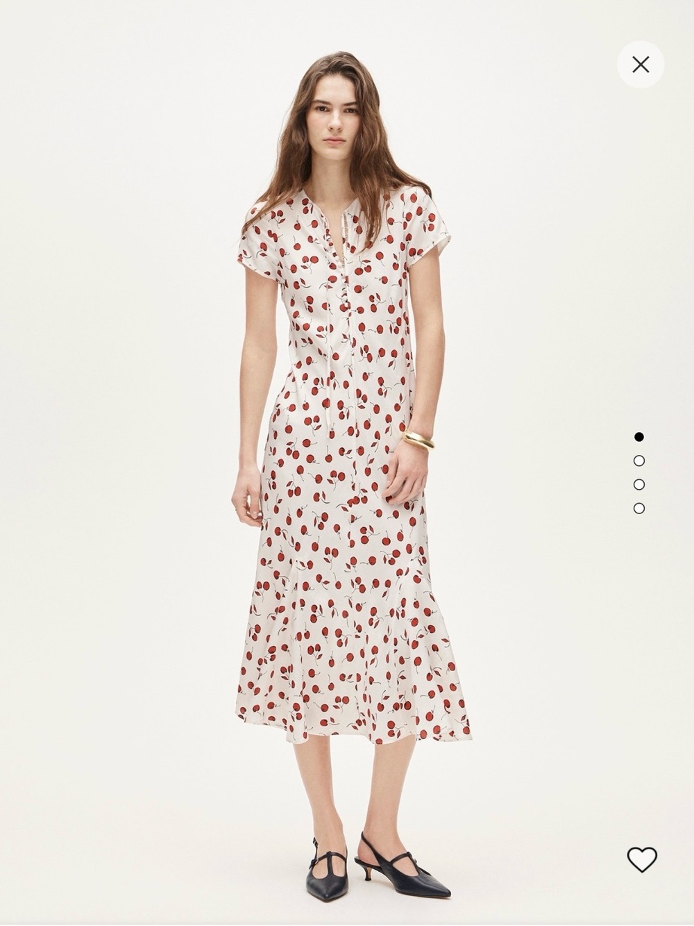 J. Crew White Midi Dress with Red Cherry Print